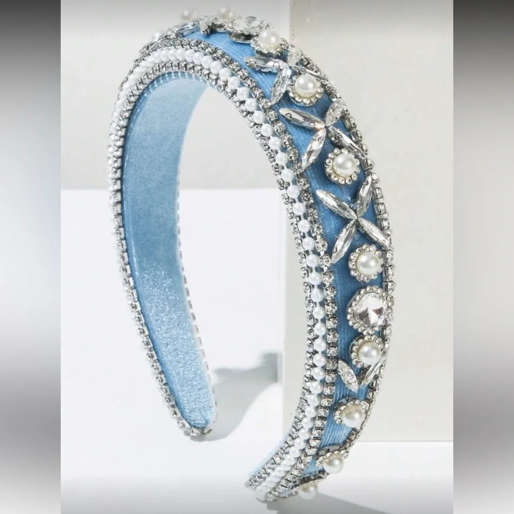 Elegant Blue and Silver Embellished Headband‎
